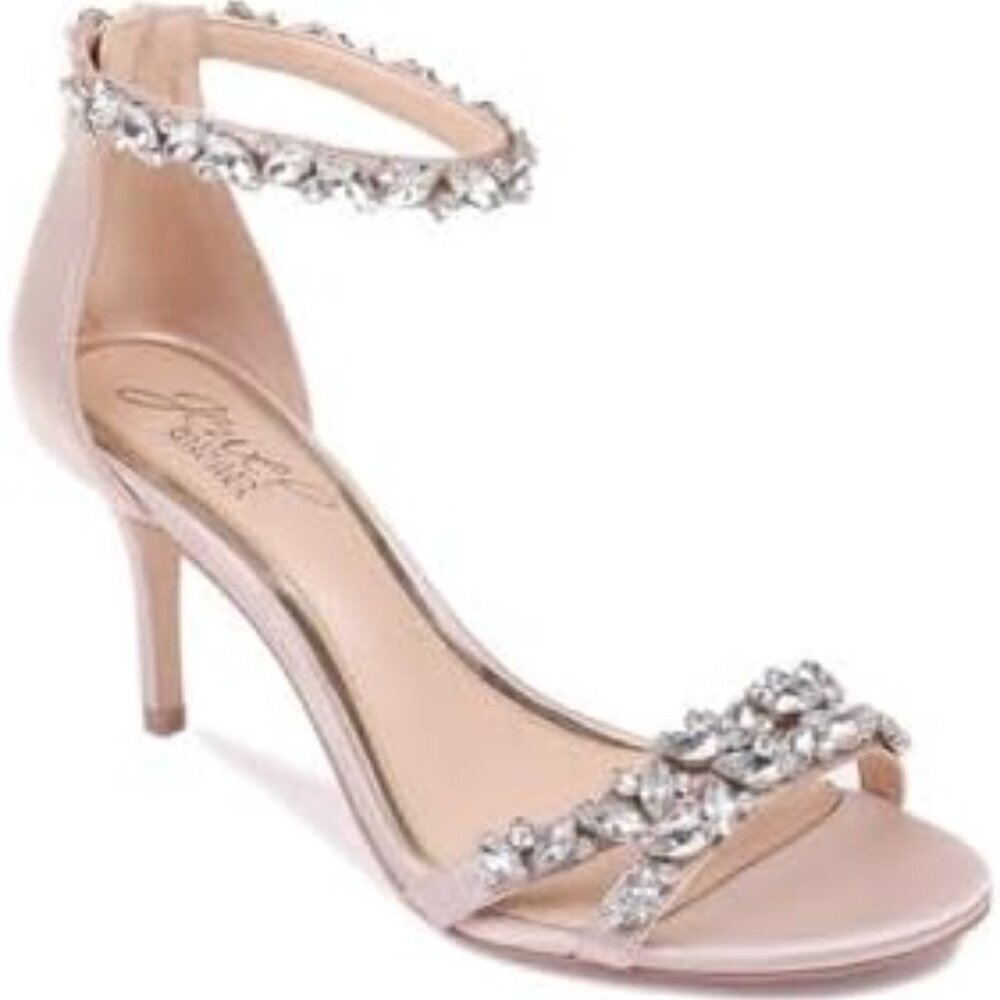 Women's Satin Embellished Strap Evening Shoe Size 10 Champagne - Picture 4 of 9